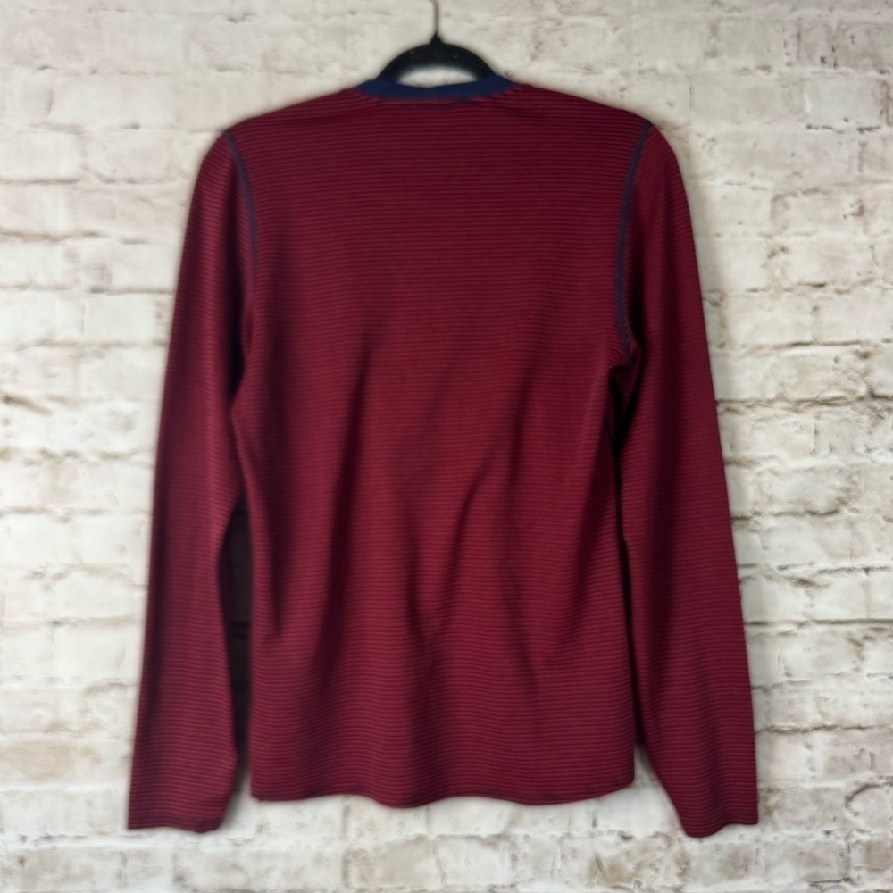 Patagonia Men's Medium Capilene 3 Crew Long Sleeve Shirt Navy Blue Red Stripe M - Picture 6 of 7